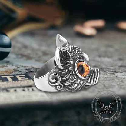 Devil Eye Gem Piglet Stainless Steel Ring