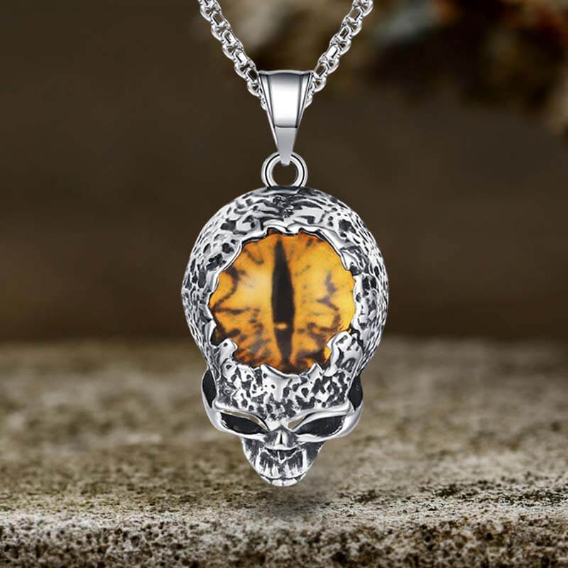 Devil Eye Stainless Steel Skull Pendant
