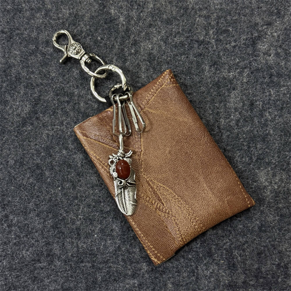 Dice Gem Feather Pu Leather Waist Wallet