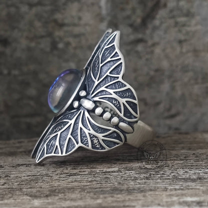 Double Butterfly Gem Sterling Silver Ring