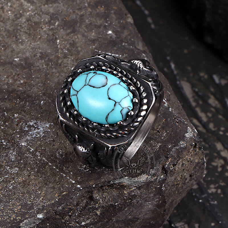 Eagle Turquoise Stainless Steel Animal Ring