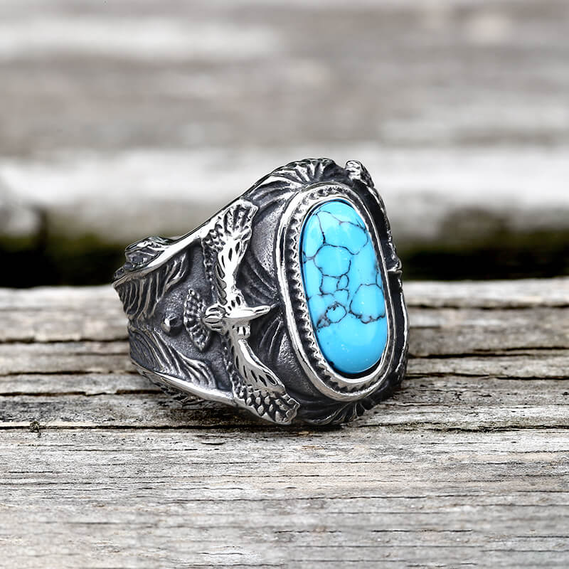 Eagle Turquoise Stainless Steel Ring