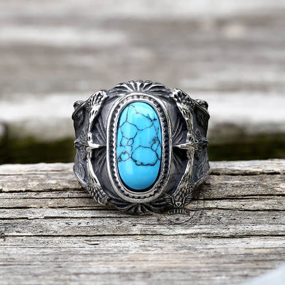Eagle Turquoise Stainless Steel Ring