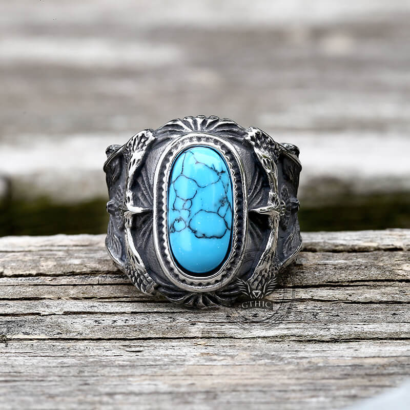 Eagle Turquoise Stainless Steel Ring