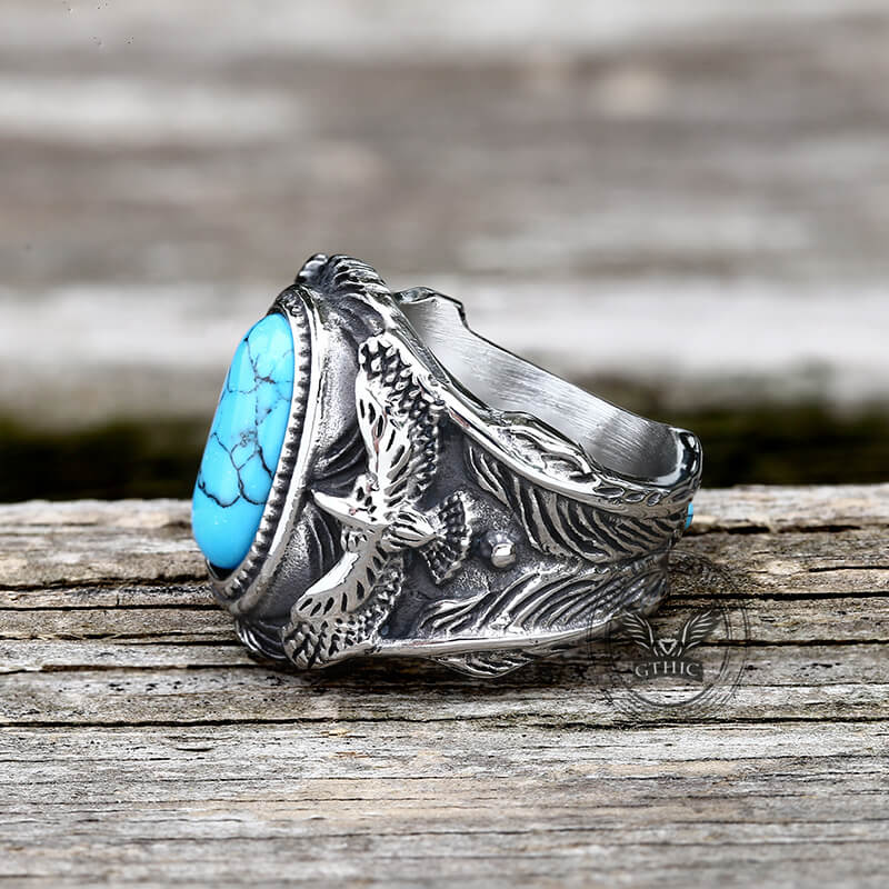 Eagle Turquoise Stainless Steel Ring