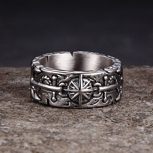 Eight-pointed Star Pirate Anchor Stainless Steel Ring