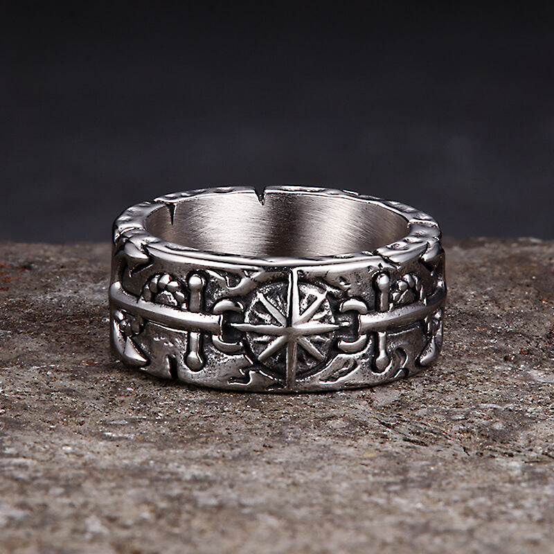 Eight-pointed Star Pirate Anchor Stainless Steel Ring