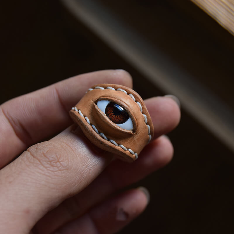 Evil Eye Leather Scarf Ring