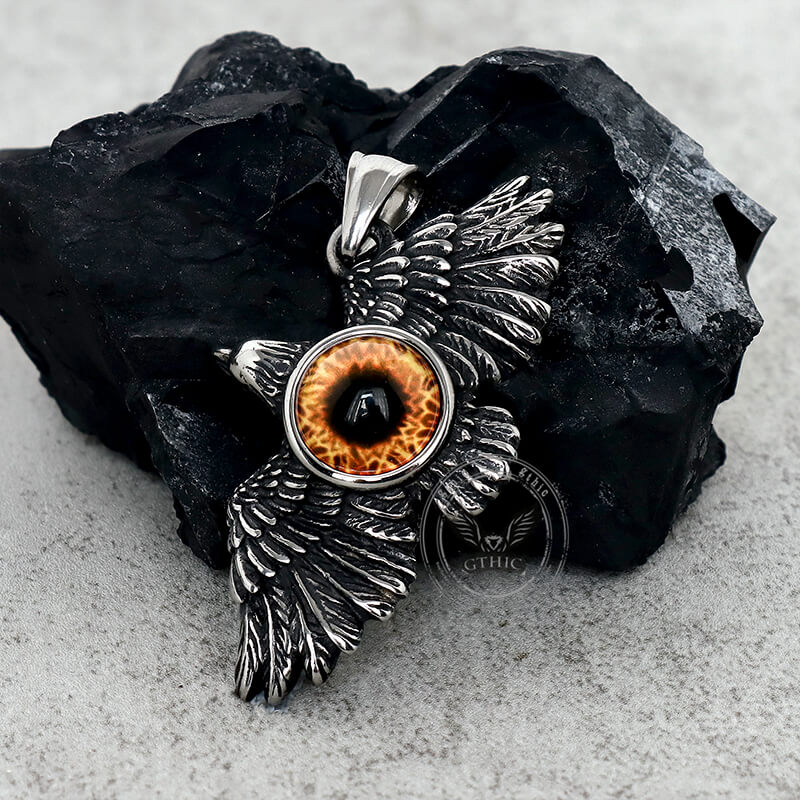 Falcon Wings Devil Eye Stainless Steel Pendant