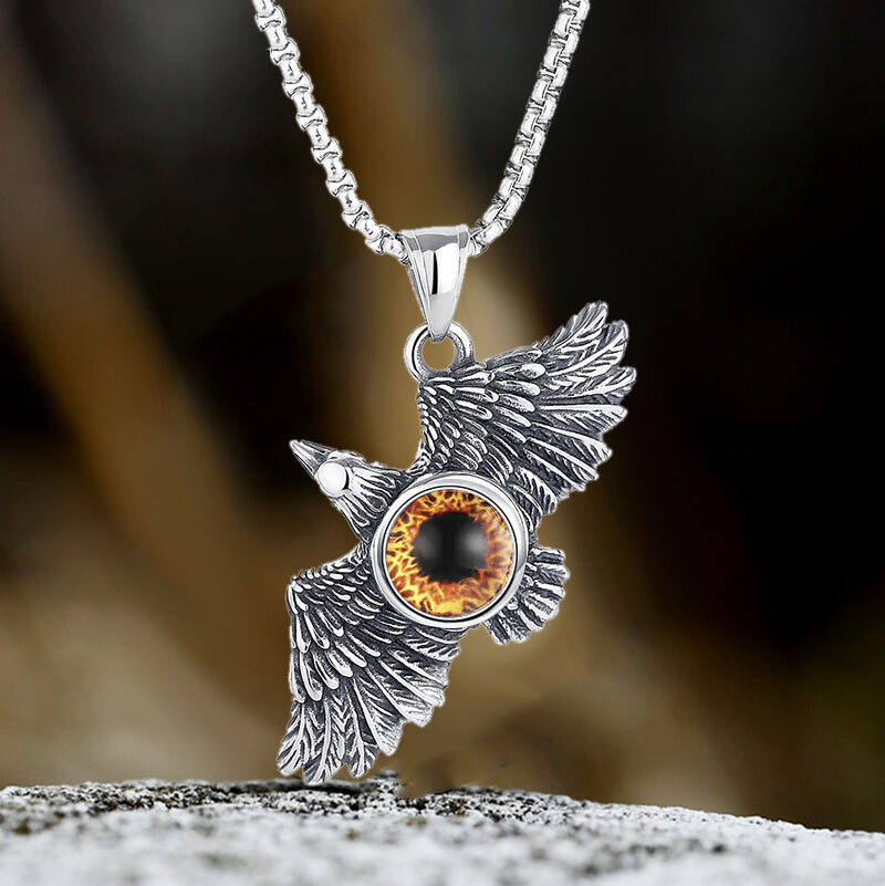 Falcon Wings Devil Eye Stainless Steel Pendant