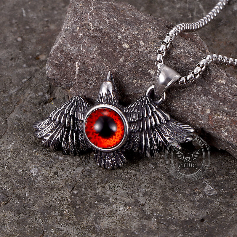 Falcon Wings Devil Eye Stainless Steel Pendant