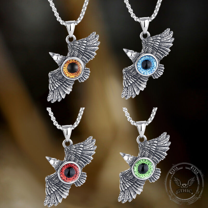Falcon Wings Devil Eye Stainless Steel Pendant