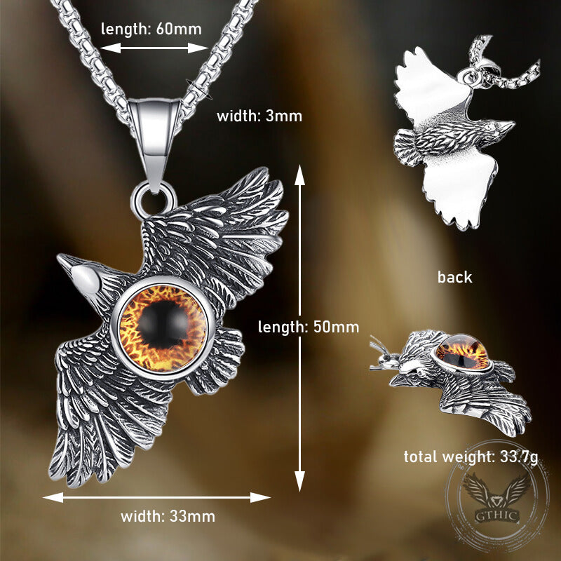 Falcon Wings Devil Eye Stainless Steel Pendant