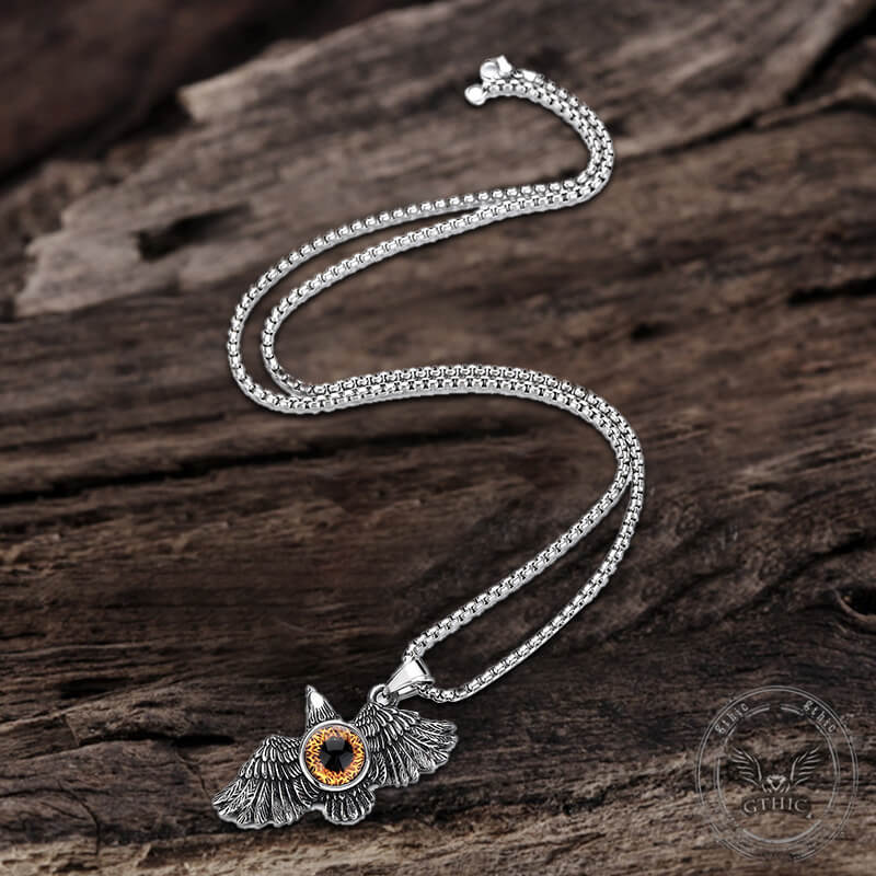 Falcon Wings Devil Eye Stainless Steel Pendant