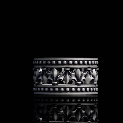 Fleur-de-lis Crown Sterling Silver Ring