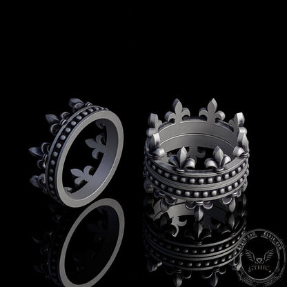 Fleur-de-lis Crown Sterling Silver Ring
