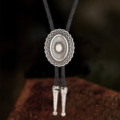 Flower Design Gem Alloy Bolo Tie