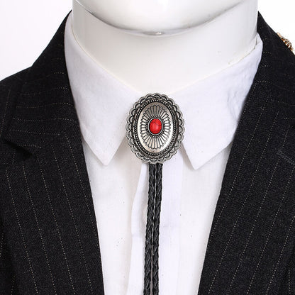 Flower Design Gem Alloy Bolo Tie