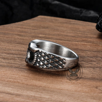 Gem-set Owl Stainless Steel Ring