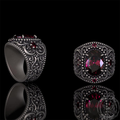 Gemstone Embossed Sterling Silver Ring