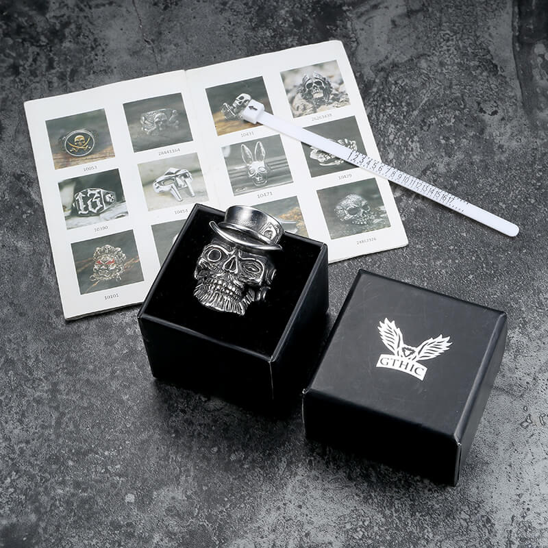 Gentleman Skull Stainless Steel Ring