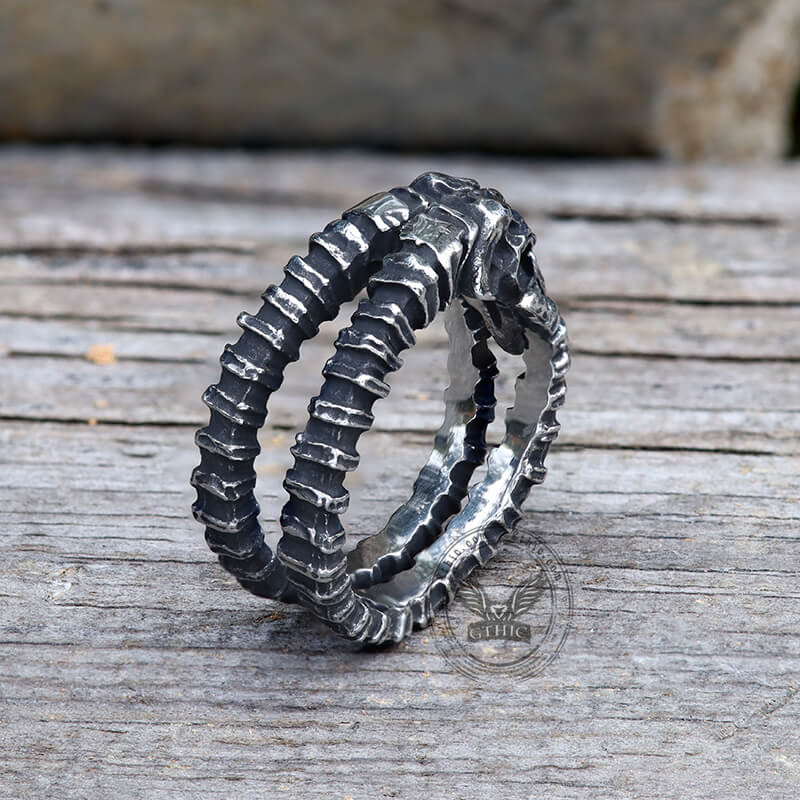 Goat Head Skull Stainless Steel Open Ring