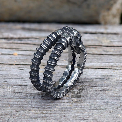 Goat Head Skull Stainless Steel Open Ring