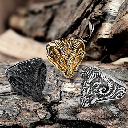 Goat Head Stainless Steel Ring