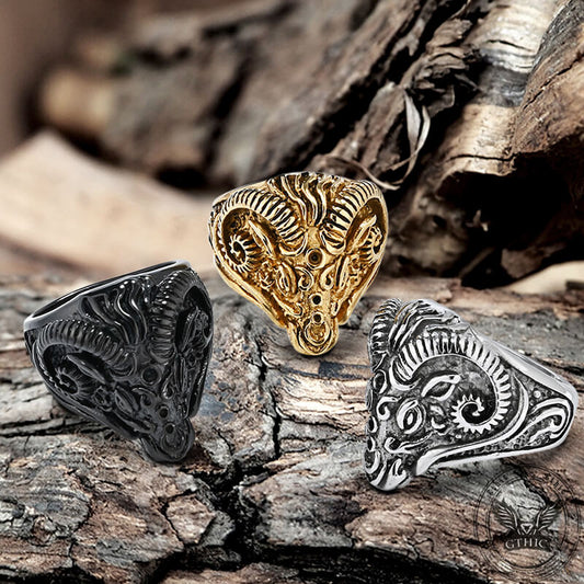 Goat Head Stainless Steel Ring