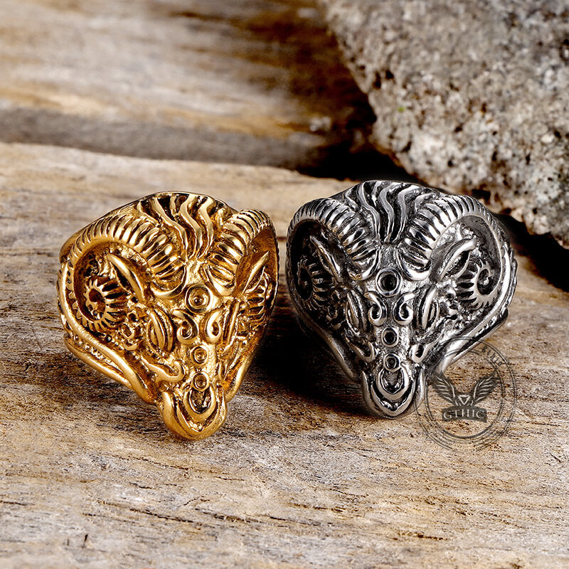 Goat Head Stainless Steel Ring