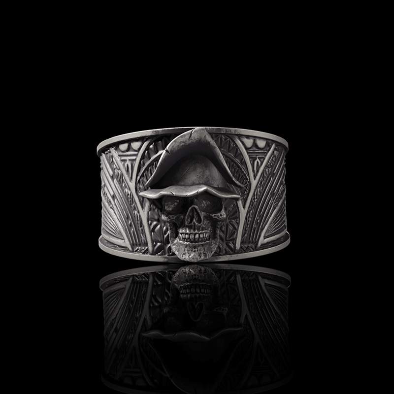 Hat Skull Sterling Silver Ring