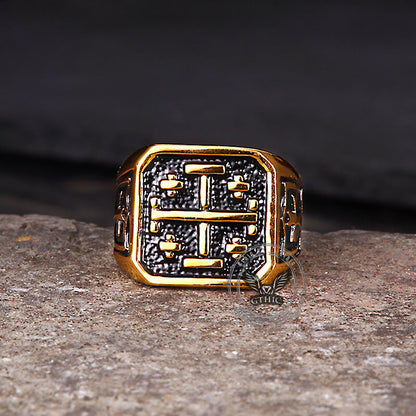 Jerusalem Cross Stainless Steel Christian Ring