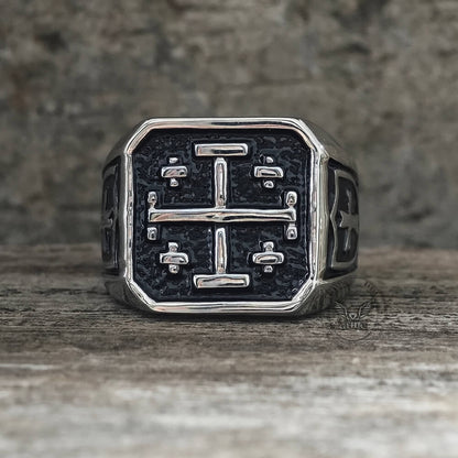 Jerusalem Cross Stainless Steel Christian Ring