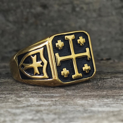 Jerusalem Cross Stainless Steel Christian Ring