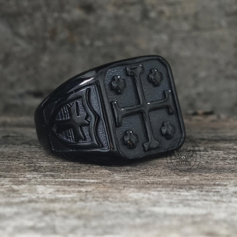 Jerusalem Cross Stainless Steel Christian Ring