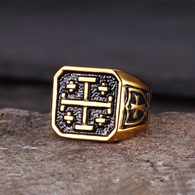 Jerusalem Cross Stainless Steel Christian Ring