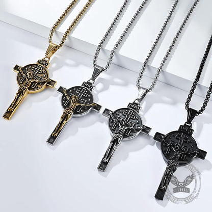 Jesus Suffering Inri Cross Stainless Steel Pendant