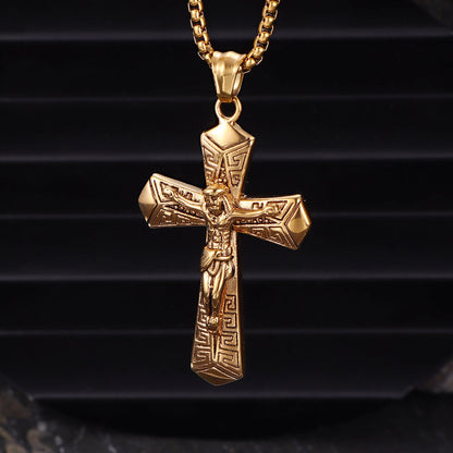 Jesus Suffering Stainless Steel Cross Pendant