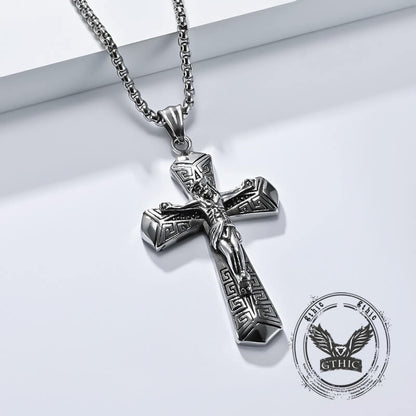 Jesus Suffering Stainless Steel Cross Pendant