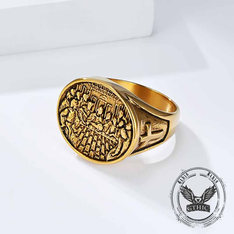 Last Supper Cross Stainless Steel Ring