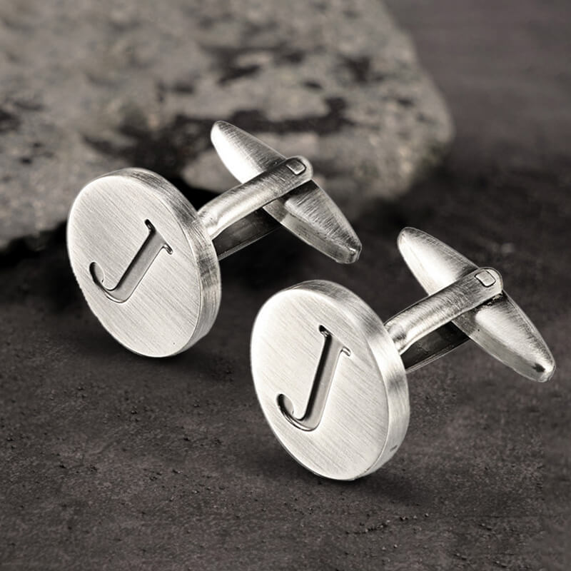 Letter Copper Round Cufflinks
