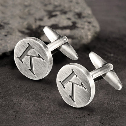 Letter Copper Round Cufflinks