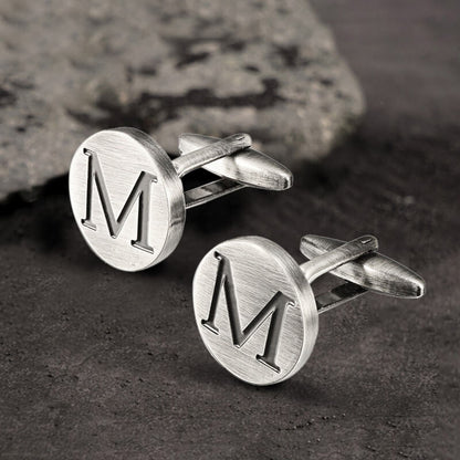 Letter Copper Round Cufflinks