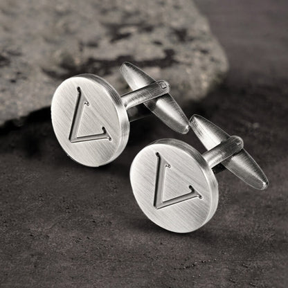 Letter Copper Round Cufflinks