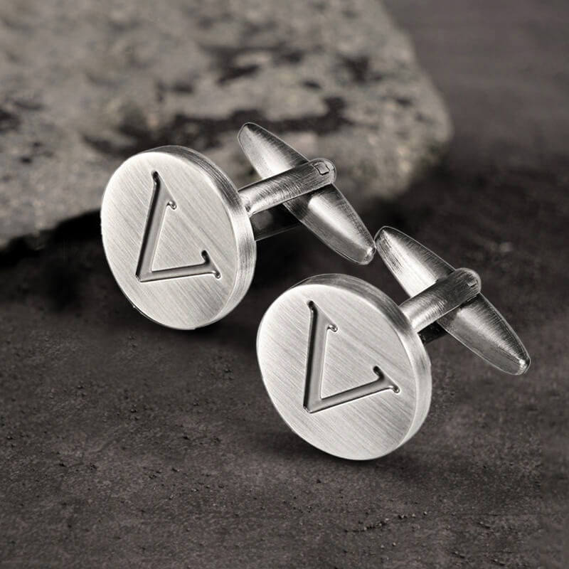 Letter Copper Round Cufflinks