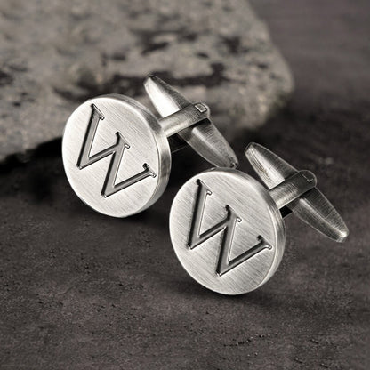 Letter Copper Round Cufflinks