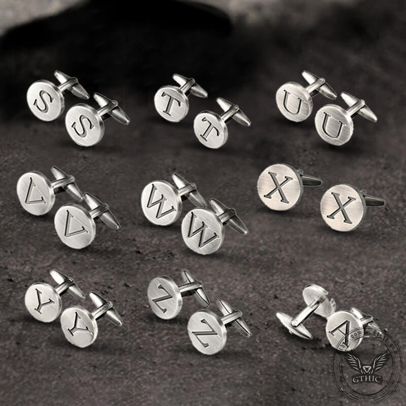 Letter Copper Round Cufflinks