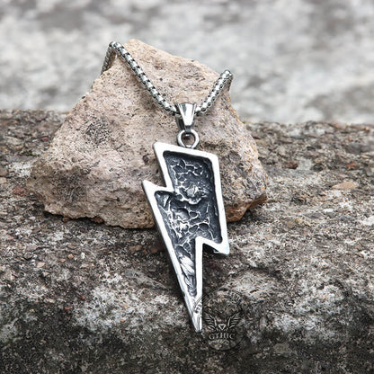 Lightning Bolt Skull Stainless Steel Pendant