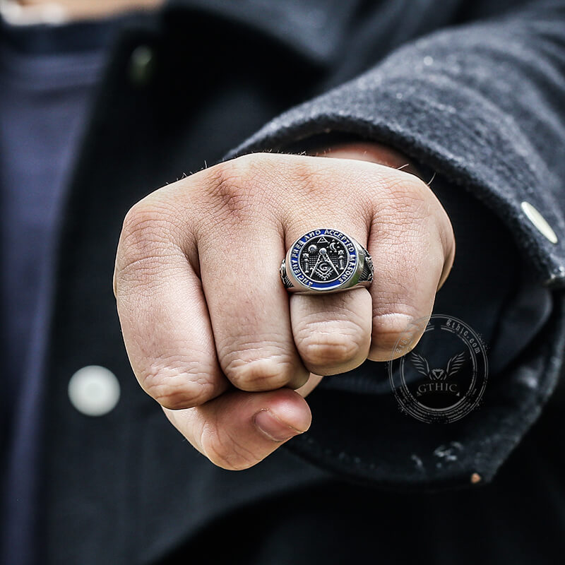 Masonic Symbol Stainless Steel Ring