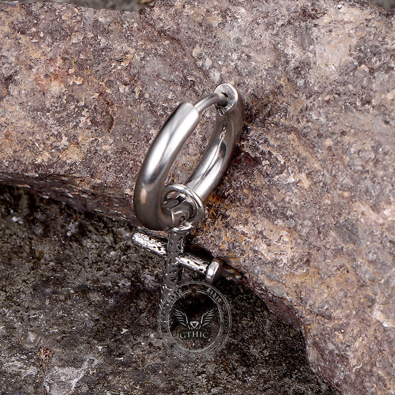 Nail Cross Stainless Steel Stud Earrings